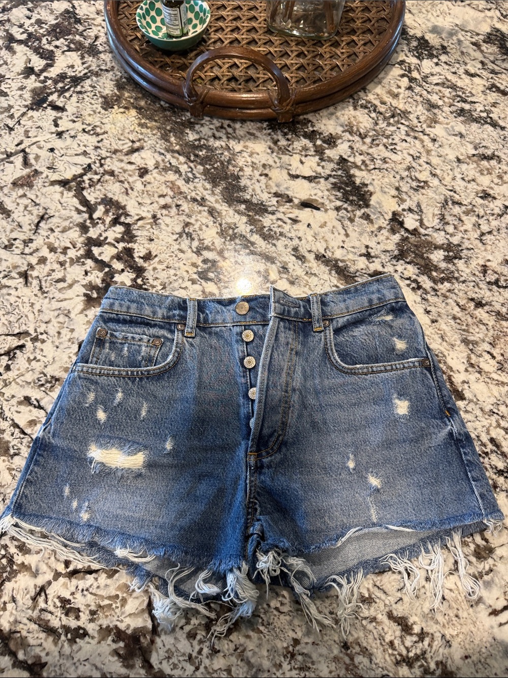 Boyish Distressed Blue Denim Cutoff Shorts